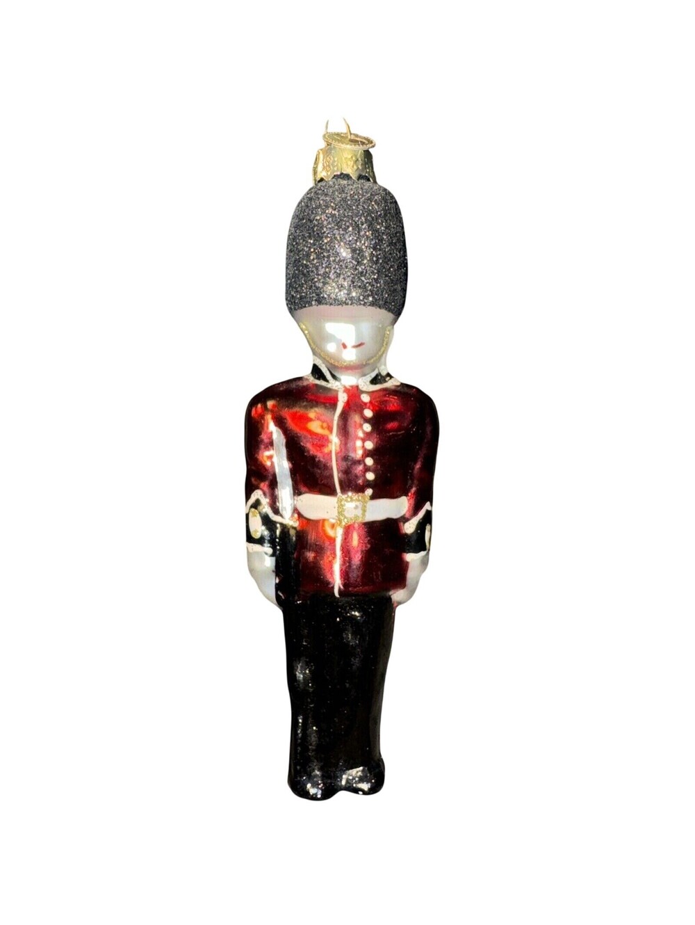 Bloomingdale's Glass Blown Queens Guard Ornament 5" England Great Britain